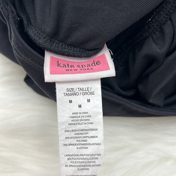 Kate Spade Women's Belted Plunge Halter One Piece Swimsuit - Black - Medium - Picture 5 of 7